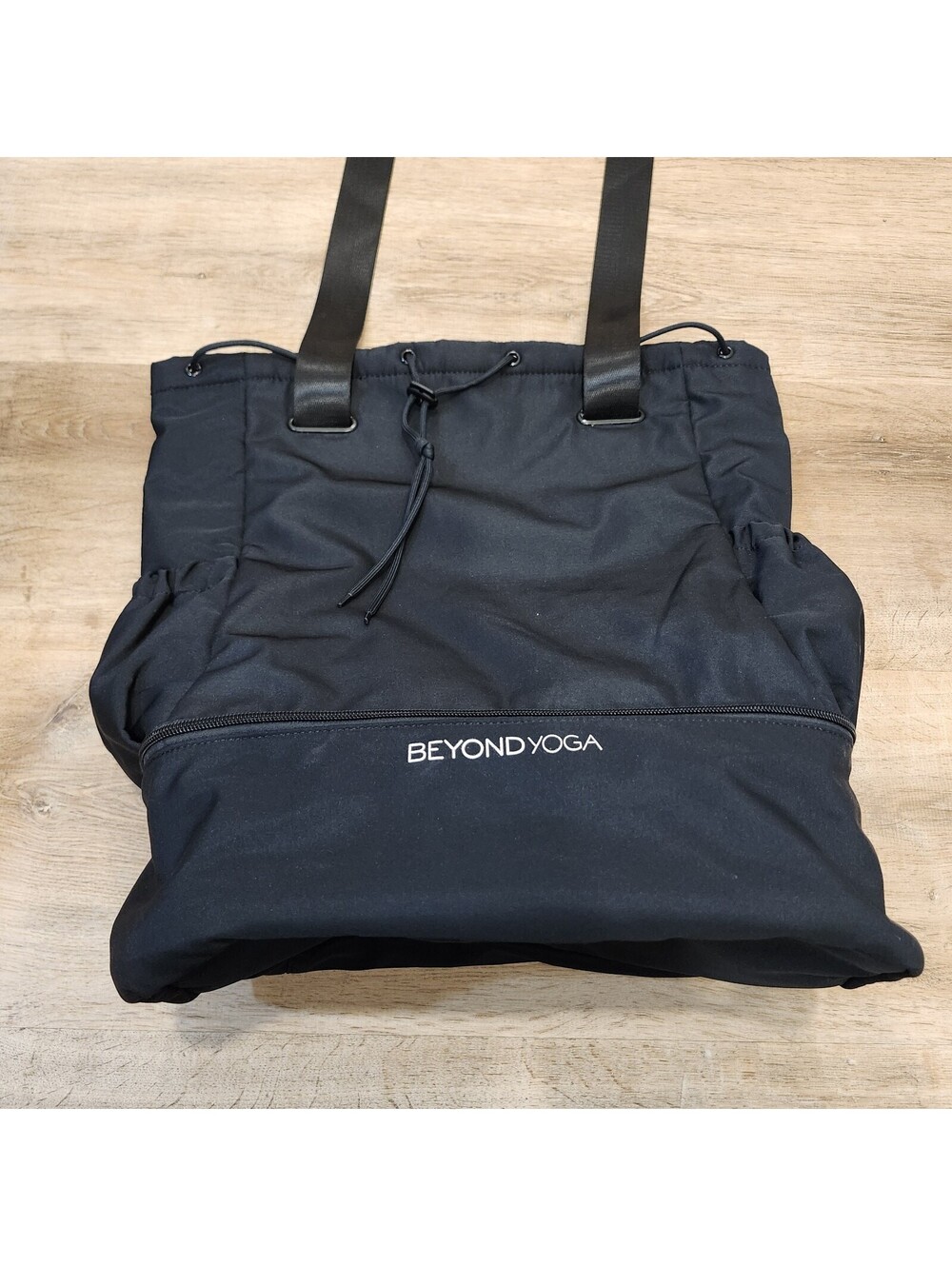Beyond Yoga Black Convertible Gym Bag Zippered Compartment Drawstring